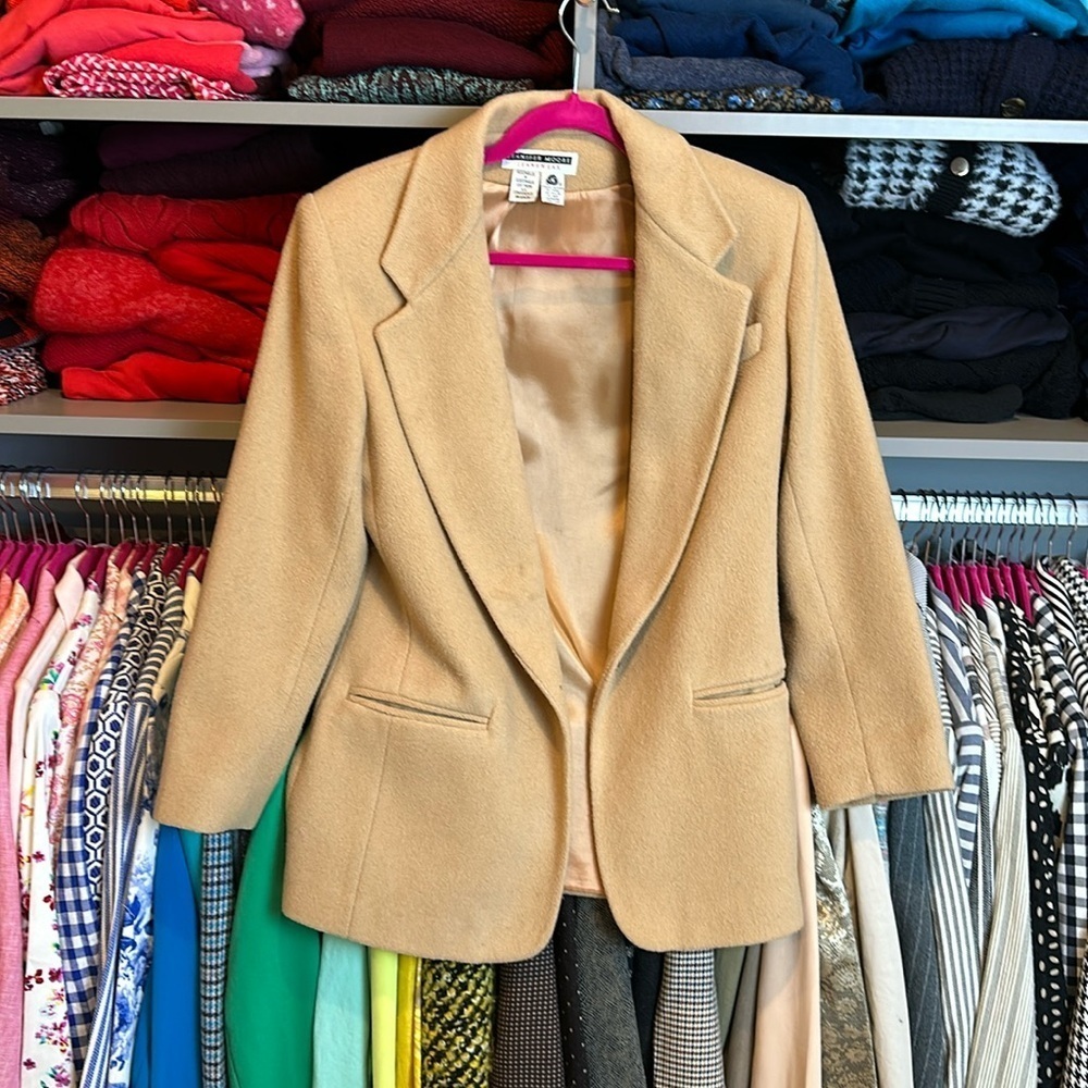 Vintage Jennifer Moore Jeanwear tan open front blazer size M